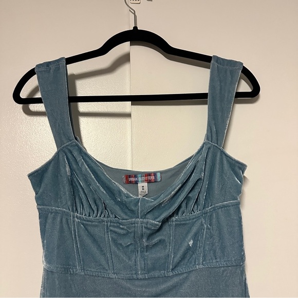Urban Outfitters Genivieve Velvet Corset Mini Dress in Sky Blue Size Medium - Picture 6 of 10